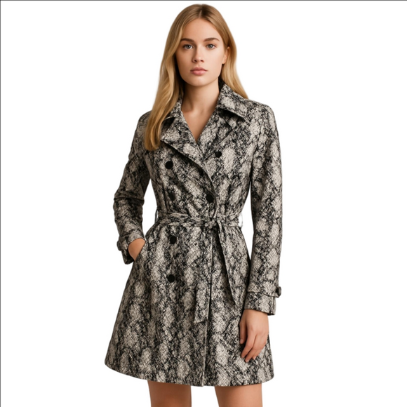 Something Navy Jackets & Blazers - Something Navy Trench Coat Black and White Small